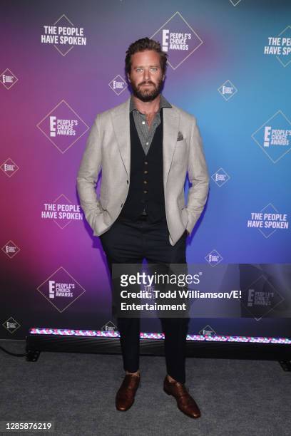 In this image released on November 15, Armie Hammer attends the 2020 E! People's Choice Awards held at the Barker Hangar in Santa Monica, California...