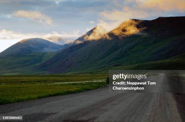 dalton highway in summer - alaska permafrost photos et images de collection