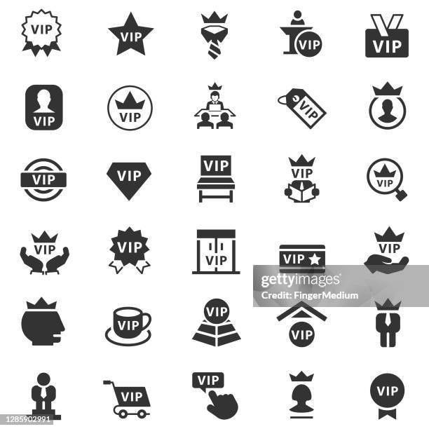 stockillustraties, clipart, cartoons en iconen met pictogramset vip - exclusief