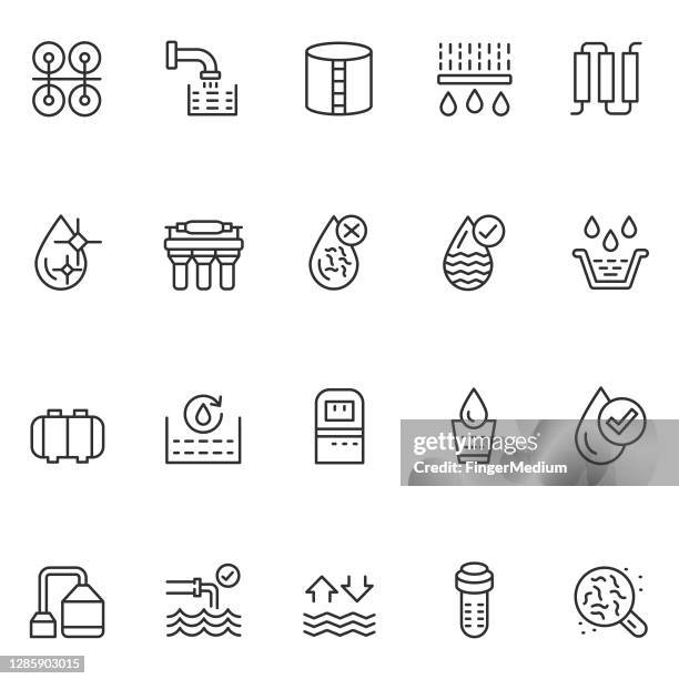 water treatment icon set - storage tank stock illustrations
