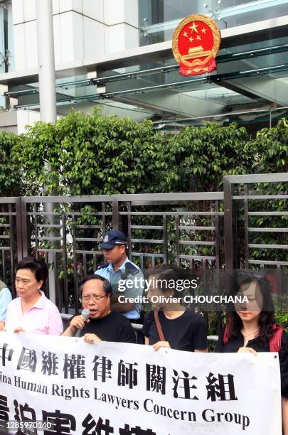 Manifestation contre la répression des avocats chinois des droits de l'Homme le 8 juillet 2018, Hong Kong, Chine. Depuis le 9 juillet 2015, d'ou le...