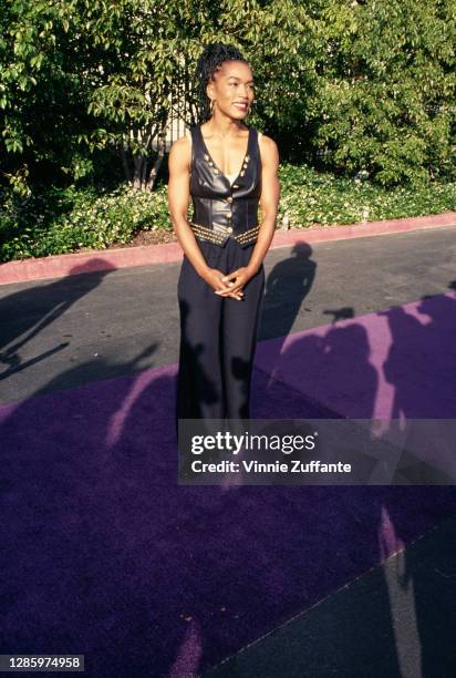 American actress Angela Bassett attends the 3rd Annual MTV Movie Awards, held at Sony Pictures Studios in Culver City, California, 4th June 1994.