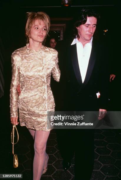 American actress Ellen Barkin and her husband, Irish actor Gabriel Byrne attend the New York Film Festival screening of 'Miller's Crossing', held at...