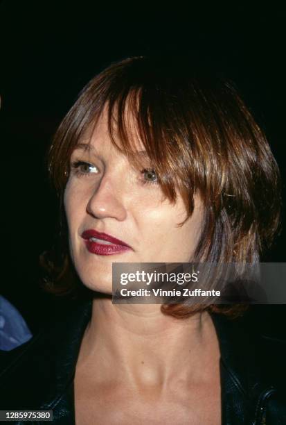 American actress Ellen Barkin attends the premiere of 'Ed Wood', held at the Galaxy Theatre in Los Angeles, California, 27th September 1994.