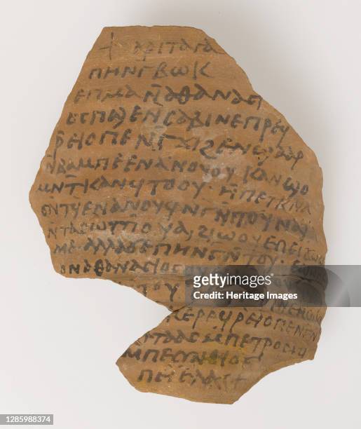 Ostrakon with a Letter from Pesynthius to Peter, Coptic, 580-640. At Epiphanius a large number of ostraca were discovered in the monastery, including...