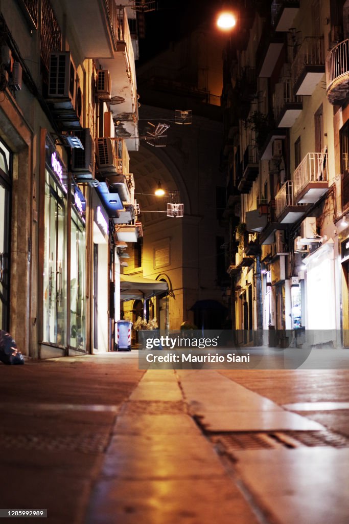 Naples, Street Of Shopping At Night