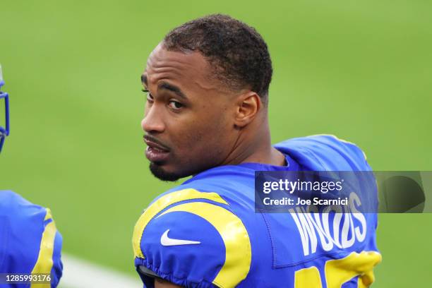 Robert Woods of the Los Angeles Rams looks on in the third quarter against the Seattle Seahawks at SoFi Stadium on November 15, 2020 in Inglewood,...