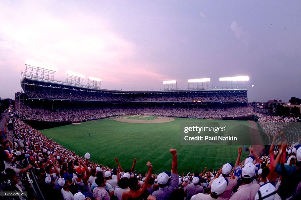 First Night Game at Wrigley Field on August 8, 1988 in Chicago, Il.