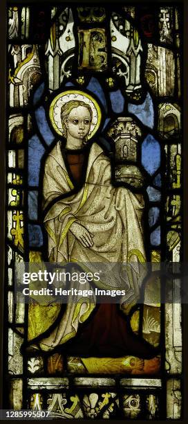 Stained Glass Panel with St. Barbara, British, circa 1450. Artist Unknown.