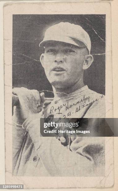 Rogers Hornsby, 2 B - St. Louis N., from Baseball strip cards , circa 1921-22. Artist Unknown.