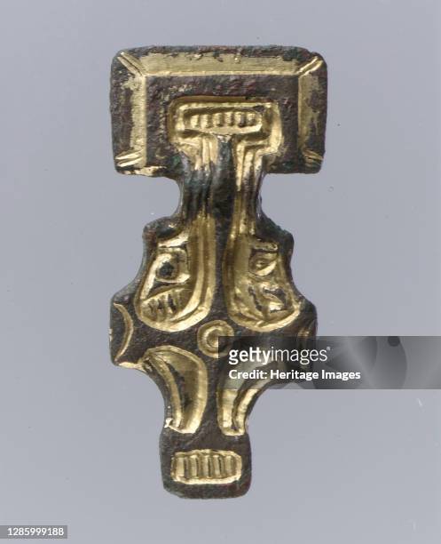 Miniature Square-Headed Brooch, Anglo-Saxon, first half 6th century. Artist Unknown.