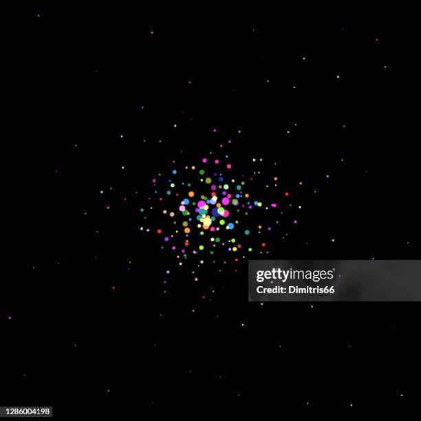 colored dots on black background - sequins background stock illustrations