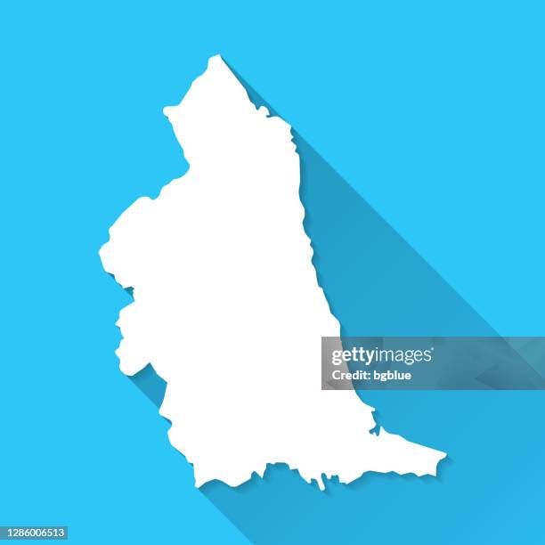 north east map with long shadow on blue background - flat design - northeast map stock illustrations