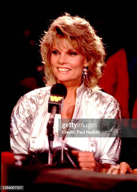 Cathy Lee Crosby at Wrestlemania 2 at the Rosemont Horizon in Rosemont, Illinois April 7,1986.