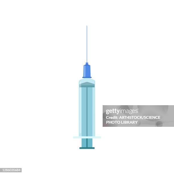 hypodermic syringe, illustration - reifenpanne stock-grafiken, -clipart, -cartoons und -symbole