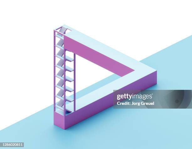 impossible triangle - escher stairs stock pictures, royalty-free photos & images