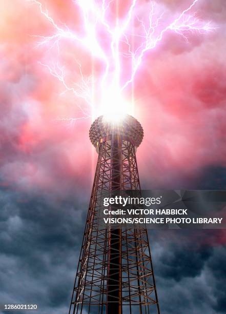 tesla's wardenclyffe tower laboratory, illustration - nikola tesla 幅插畫檔、美工圖案、卡通及圖標