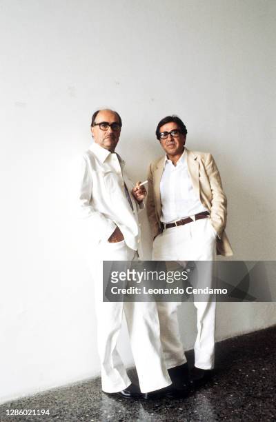Italian film directors Paolo Taviani and Vittorio Taviani, Venice, Italy, circa 1985.