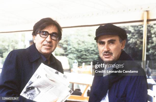 Italian film directors Paolo Taviani and Vittorio Taviani, Venice, Italy, circa 1985.