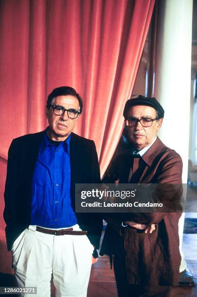 Italian film directors Paolo Taviani and Vittorio Taviani, Venice, Italy, circa 1985.