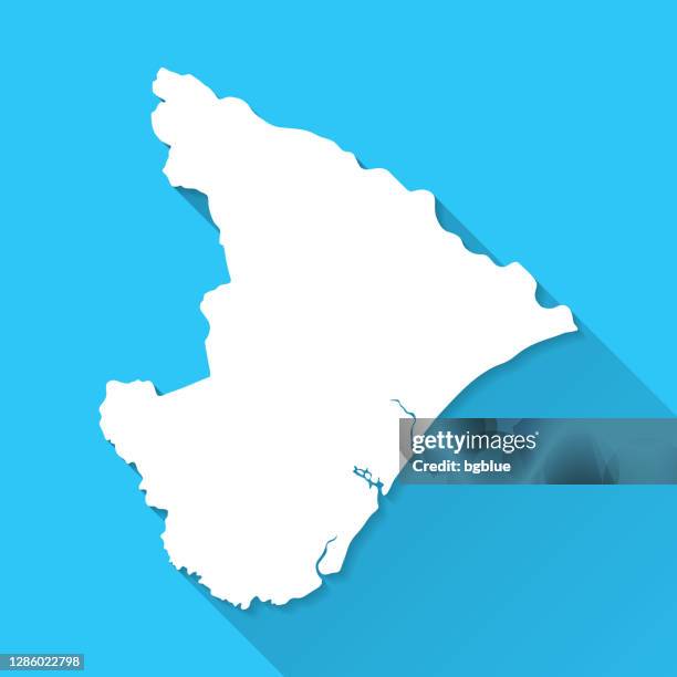 illustrazioni stock, clip art, cartoni animati e icone di tendenza di mappa sergipe con ombra lunga su sfondo blu - flat design - brasil sergipe aracaju