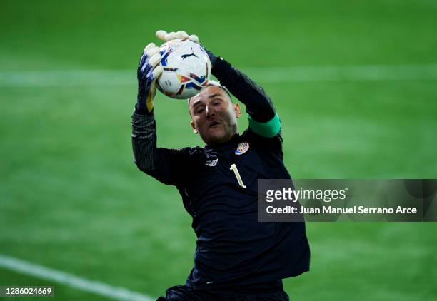 Keylor Navas of Costa Rica in action during the International Friendly match between Euskadi and Costa Rica at Estadio Municipal de Ipurua on...