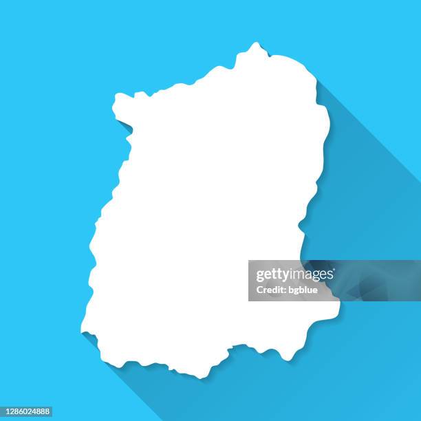 sikkim map with long shadow on blue background - flat design - sikkim map stock illustrations