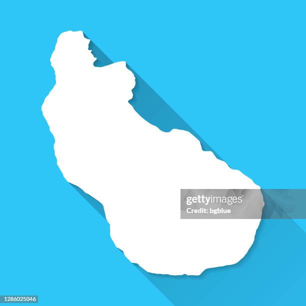 sint eustatius map with long shadow on blue background - flat design - aruba map stock illustrations