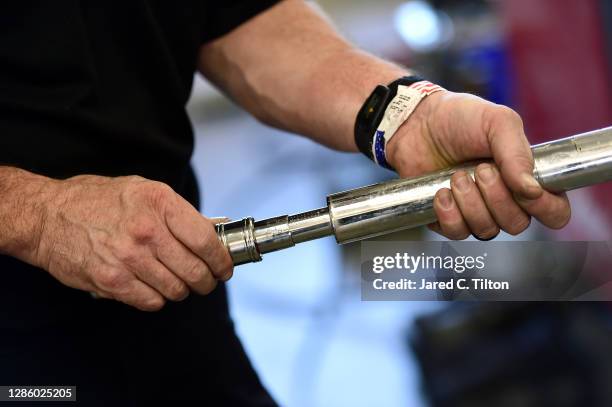 Team member works on a torque wrench during the NASCAR Cup Series test at Charlotte Motor Speedway on November 16, 2020 in Concord, North Carolina.