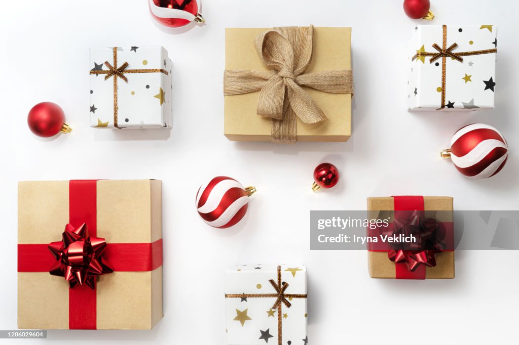 Christmas Gift Boxes as Holiday Background.
