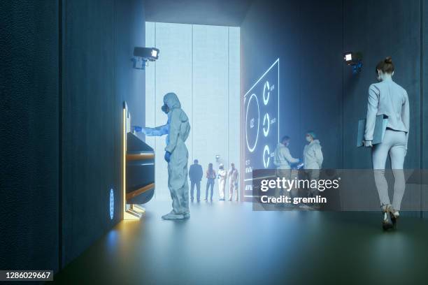 futuristic street check point and surveillance - conspiracy theories stock pictures, royalty-free photos & images