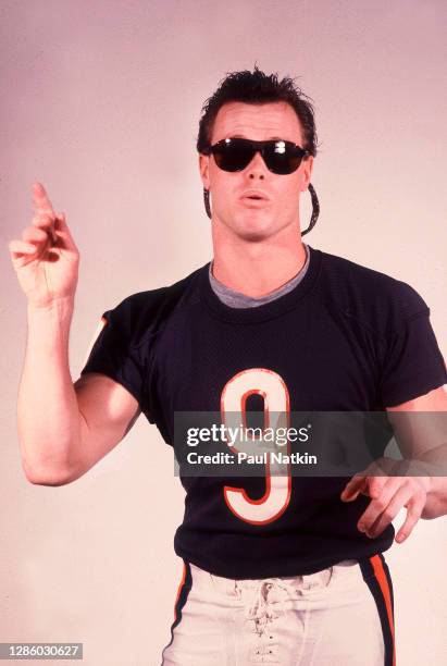 Jim McMahon of The Chicago Bears filming the Super Bowl Shuffle at the Bears Training Camp in Lake Forest, Illinois, December 4, 1985.