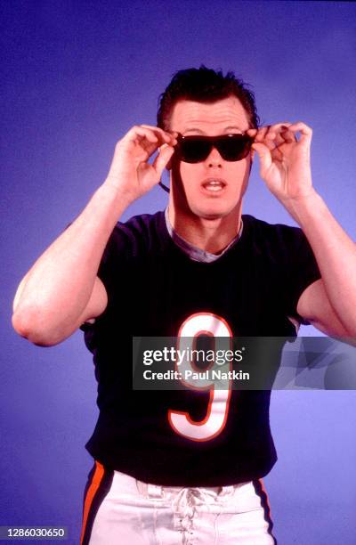 Jim McMahon of The Chicago Bears filming the Super Bowl Shuffle at the Bears Training Camp in Lake Forest, Illinois, December 4, 1985.