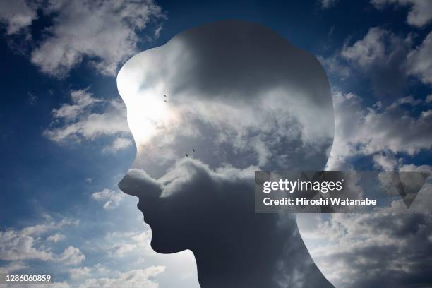 collaged mental health imagery - adaptation concept stock pictures, royalty-free photos & images