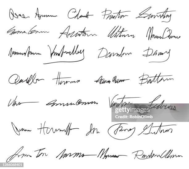 stockillustraties, clipart, cartoons en iconen met handtekeningset - handtekening