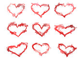 Hearts in watercolor. White background. Place for your text.