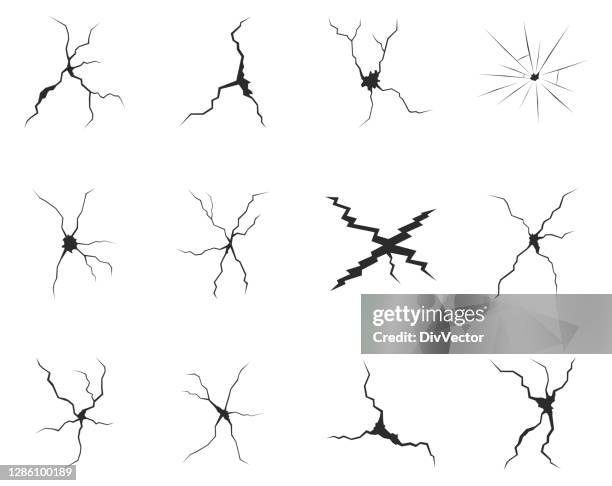 crack icon set - damaged stock illustrations