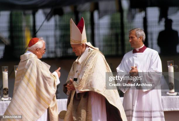 Papst Johannes Paul II bei seinem Besuch in München,1987.