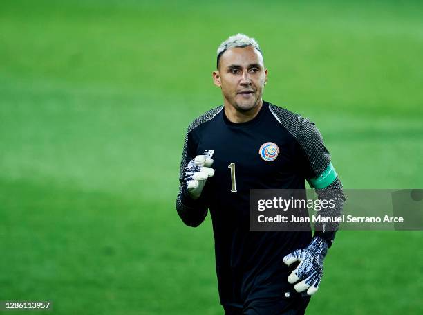 Keylor Navas of Costa Rica reacts during the International Friendly match between Euskadi and Costa Rica at Estadio Municipal de Ipurua on November...