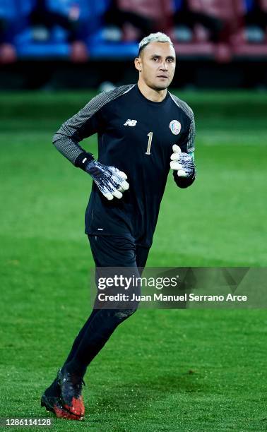 Keylor Navas of Costa Rica in action during the International Friendly match between Euskadi and Costa Rica at Estadio Municipal de Ipurua on...