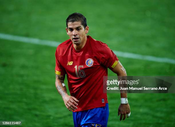 Cristian Gamboa of Costa Rica reacts during the International Friendly match between Euskadi and Costa Rica at Estadio Municipal de Ipurua on...