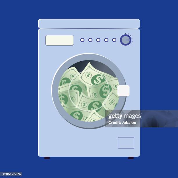 washing machine laundering lots of money - money laundering stock illustrations