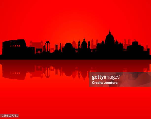 rome skyline silhouette (all buildings are moveable and complete) - trastevere stock illustrations