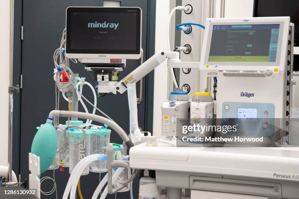 Perseus A500 anaesthesia machine in the operating theatre of the Llanfrechfa Grange Hospital on November 11, 2020 in Cwmbran, Wales. The £350m...