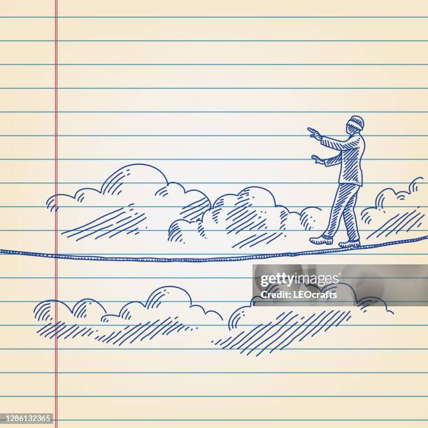 High Rope Drawing 60 People Walking On A Rope Drawing Stock Photos, High-Res Pictures ...
