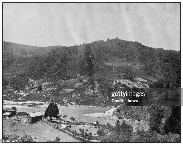 antique black and white photo of the united states: hills of the ouachita, near hot springs, arkansas - ouachita mountains stock illustrations