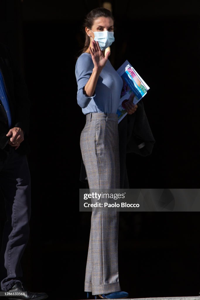 Queen Letizia Of Spain Arrives To A Meeting With UNICEF Spain