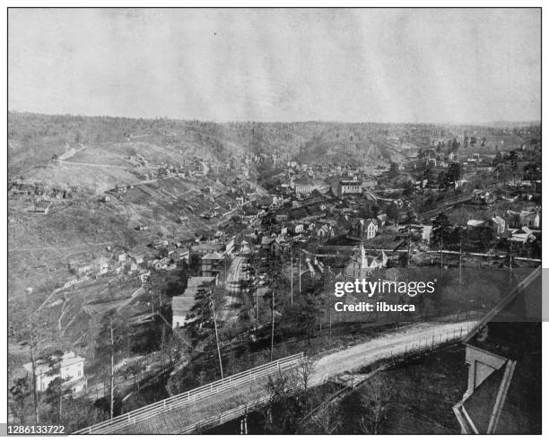 antique black and white photo of the united states: eureka springs, arkansas - eureka springs stock illustrations