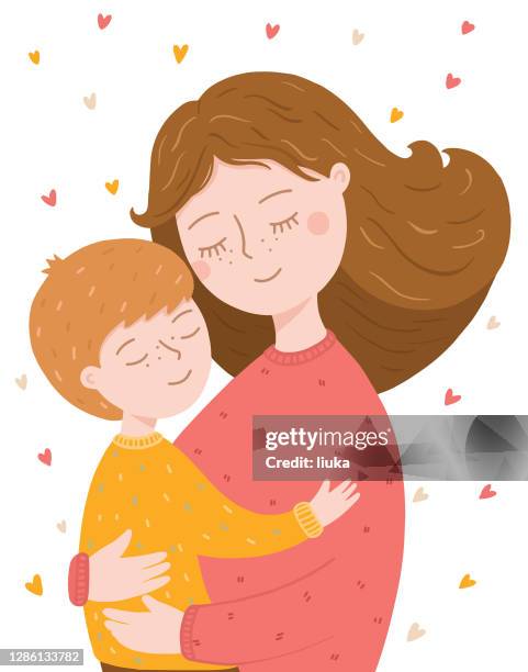 die mutter und der sohn - mutter stock-grafiken, -clipart, -cartoons und -symbole