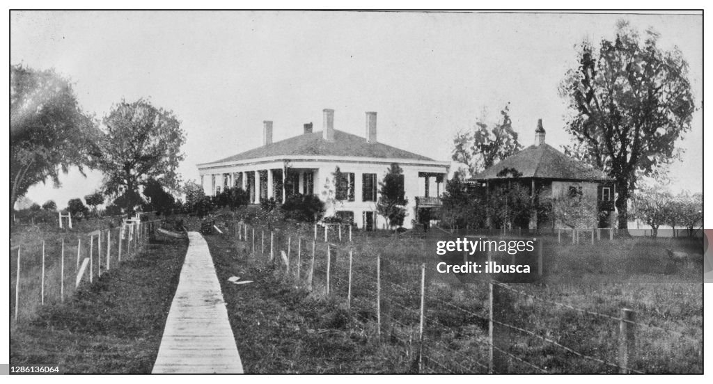 Antique black and white photo of the United States: Planter's Mansion on the Brazor River, Texas